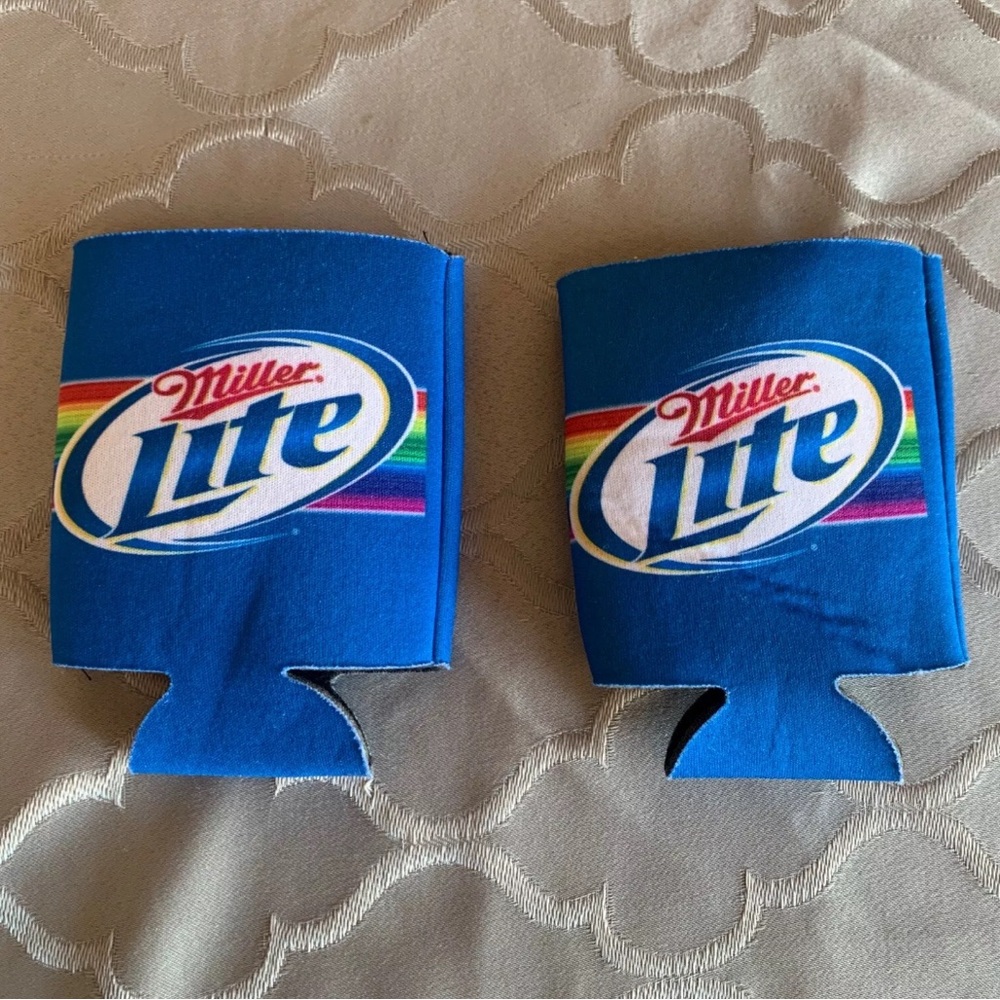 Miller Lite LGBT Drink Coozies Set Of 2 Rainbow